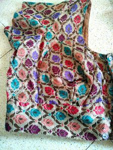 🔥sale 🔥Embroidery Golden Blouse Multi Colour