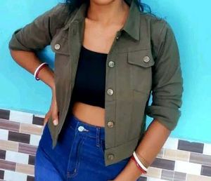 Olive Green Denim Jacket women