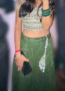 Green Sequin Lehenga Choli Set
