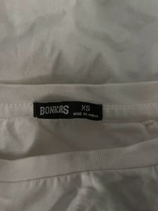 Bonkers ‘I hate Everyone’ printed white crop top