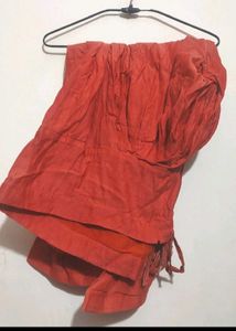 Coral Colour Suit Salwar &amp; Dupatta For 40 Bust