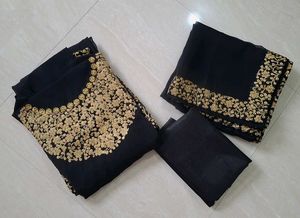 New Semi~Stitched Black Georgette Anarkali Suit