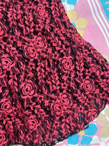 Peach Black Net Top