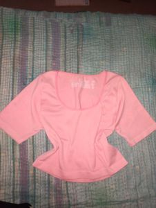 Pink Colour, Deep Neck Crop Top.