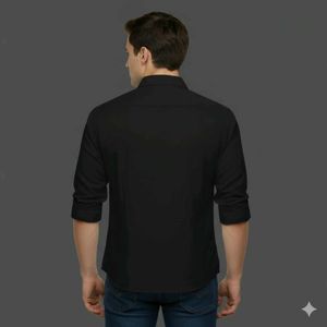 Men&#39;s Stylish Plain Black Casual Shirt