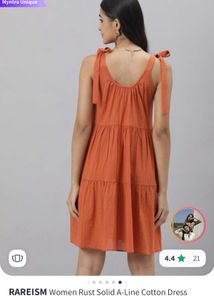 Rust A-Line Cotton Mini Dress