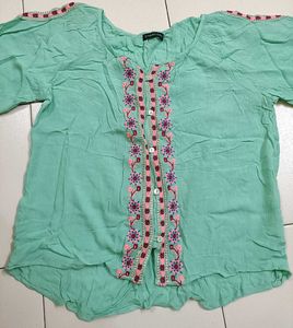 Boho Embroidered Button-Up Top