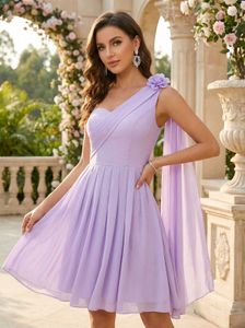 Lavender One-Shoulder Mini Dress