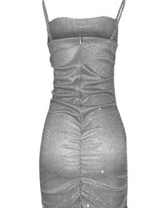 (Urbanic)Glittery Rhinstone Chain Ruched Dress