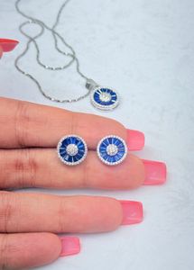 Pure Silver Hallmarked Pendent Chain Earings Set