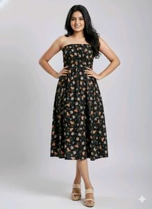 Floral Midi Off Shoulder Dress