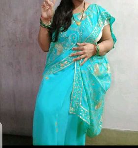 light colour saree,like sea 🌊🌊