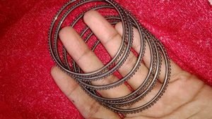 Silver Oxidized Bangle And Earrings