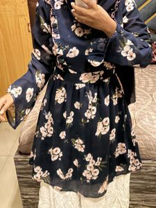 Elegant Navy Blue Floral Dress