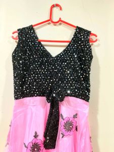 Elegant Black &amp; Pink Party Wear Gown for Gi