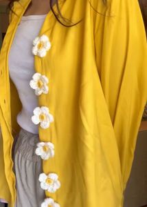 Yellow Floral Button crochet flower 2 peice