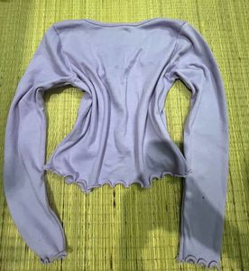 Lilac Tie-Front Ribbed Cardigan