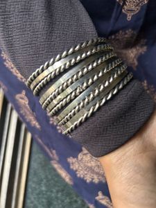 Oxidised twisted bangle set of 11
