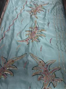 GOLDEN PARTY WEAR THREAD SAREE