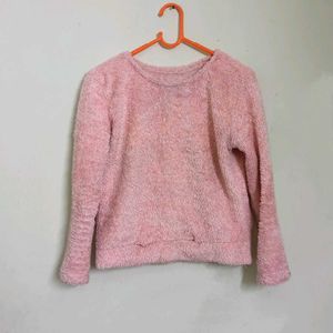 Pink Fluffy Cropped Sweater ☁️🩷