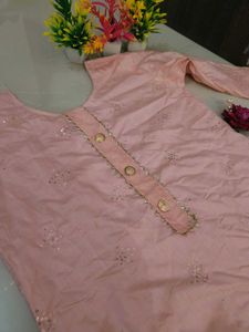 Pink Kurta Set With Freebies