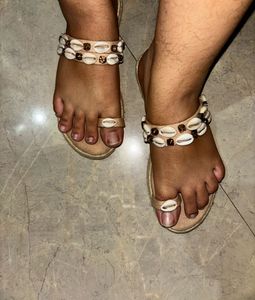 Shell Embellished Thong Sandals