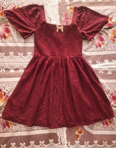 Lace Skater Dress with Smocked Yoke