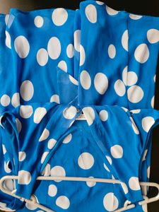 Blue Polka Dot Wrap Dress