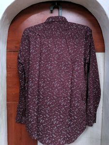 Patterned Burgundy Long-Sleeve Shirt