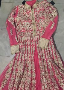 Pink & Gold Embroidered Anarkali