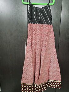 Noodle Strap Long Gown With Huge Ghera