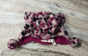 Fuzzy Animal Print Kids Winter Hat
