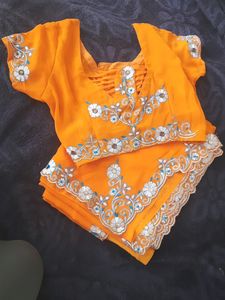 Orange Embroidered Saree