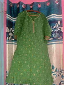 Green Printed Kurta