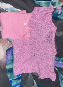 Pink Knit Top &amp; Tee Set