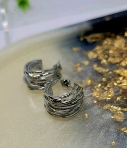Silver Hoops Half- Small