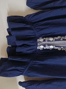 Embroidered Navy Blue Top