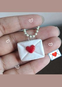 Envelope Charm + Heart Puzzle Keychain Set 🩷🤍