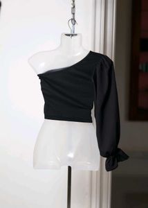 One-Shoulder Black Top