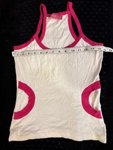 Cute White &amp; Pink Imported Tank Top