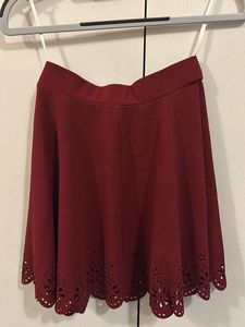 Floral Design Maroon Short Skirt