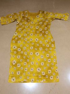 Full mustard kurta with Overall flower print
