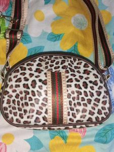 Leopard Print Crossbody Bag With Coin Pouch.