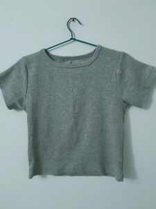 Round Neck Grey Crop Top