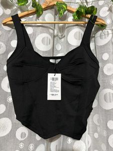 Black fitted corset crop top
