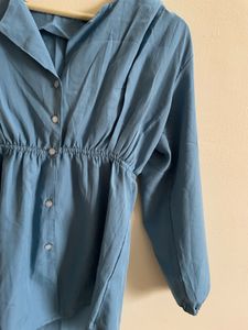 Blue Cinched Blouse