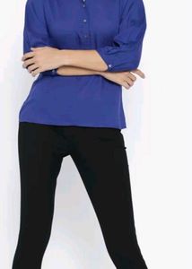 Park Avenue Women Blue Solid Shirt Style Top