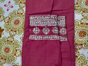 Pink Suit Set With Organza Dupatta