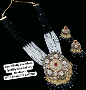 Beautifully Premium Quality Kundan Long Pearl Neaklace With Beautiful Earings