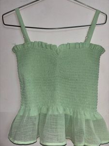 Green Ruffle Top
